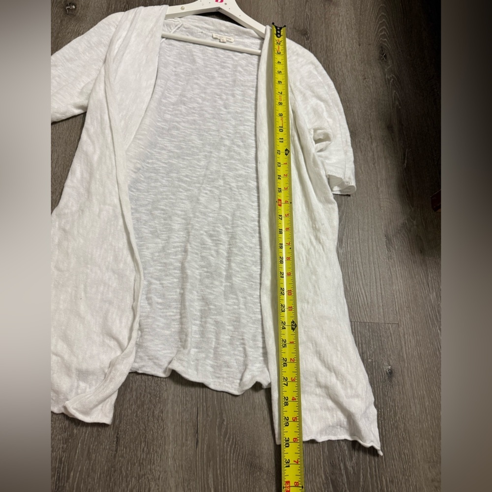 Eileen Fisher Neutral Open Front Cardigan Linen Cotton Minimalist Contemporary - Picture 4 of 7